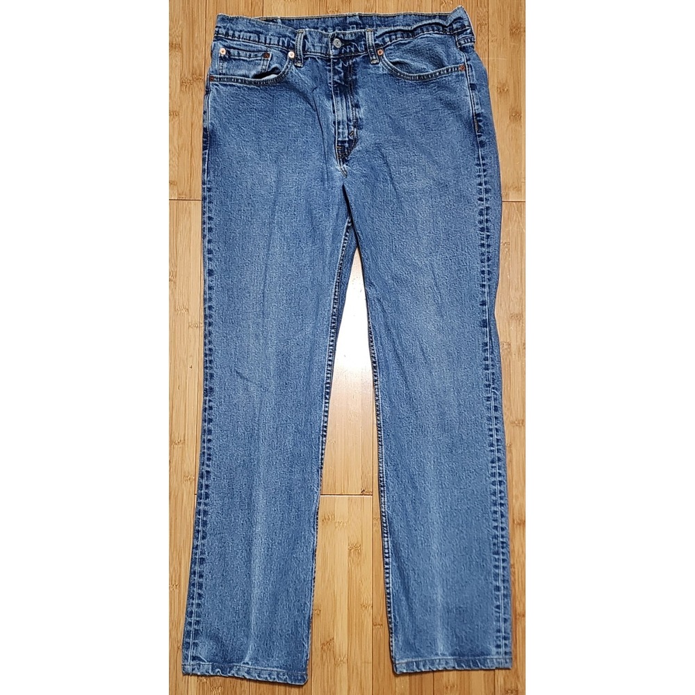 Levi's 514 Straight Fit Jeans Mens 36x32 Blue Medium Wash Stretch Denim Western